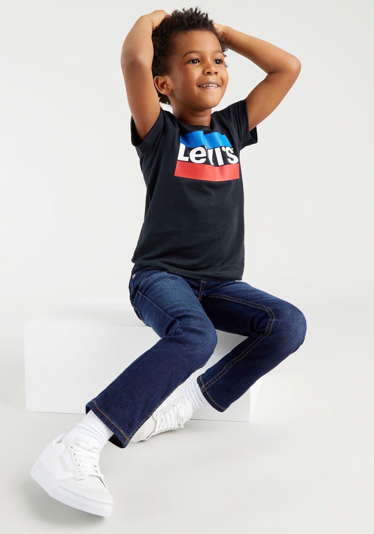 Skinny-fit-Jeans LEVI'S KIDS "LVB-510 SKINNY FIT JEANS", Jungen, Gr. 5/110, N-Gr, blau (machu picchu), Denim/Jeans, Obermaterial: 80% Baumwolle, 19% Polyester, 1% Elasthan, skinny fit, Jeans Skinny-fit-Jeans, for BOYS machu picchu 5/110, N-Gr