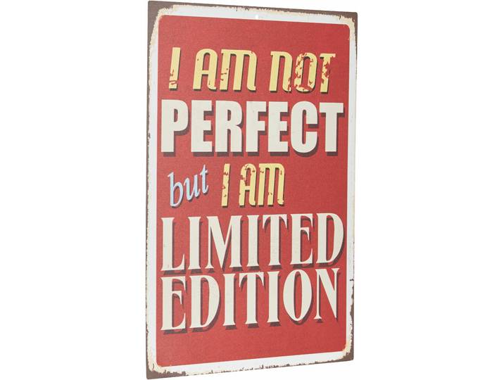 Metallbild HOME AFFAIRE I am not perfect … , beige (farbe bild(er): braun beige), B:20cm H:30cm T:0,4cm, Metall, Stahl, Bilder, Metallbild, Spruch, Stahlschild, Blechschild, Not perfect