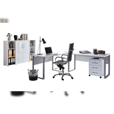 moebel-dich-auf Büromöbel-Set TABOR PRO 2 in weiß / weiß Hochglanz, Arbeitszimmer Komplett-Set