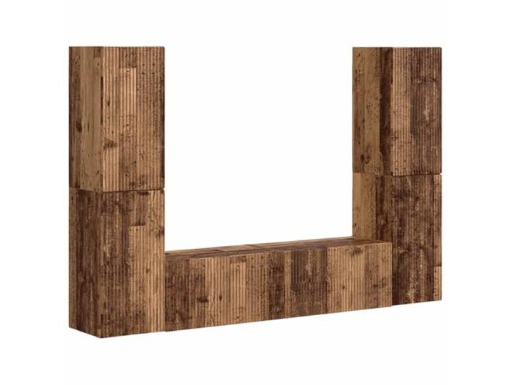 GHVBNMF TV Schrank Set 6-teilig Wandboards Hängeschrank Altholz Optik Modulares Hängeregallösung fürs Wohnzimmer bietet großzügigen Stauraum für Mediengeräte und Dekoelemente.