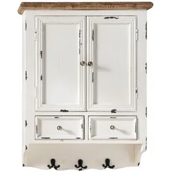 die Faktorei »Vintage« Wandschrank White 2 Schubfächer, 3 Haken, 2 Türen
