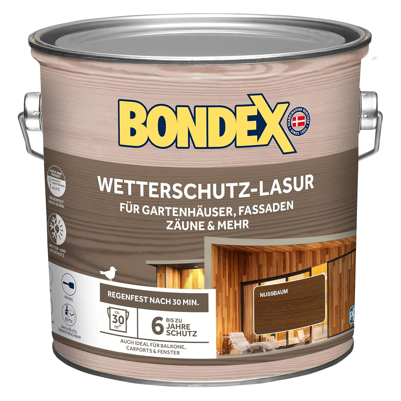 Weitere Bondex Wetterschutz Lasur Nussbaum 2,5 L für 30 m² | Tropf- und Spritzgehemmt | Exzellenter UV-Schut (2500 ml) (BONDEX_466149)
