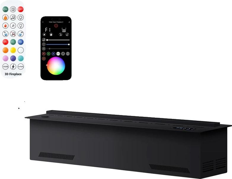 Elektrischer Kamin, 3D-Wasserdampfeffekt, Luftbefeuchtungsfunktion, 500mm 19.68in, APP Windschutz