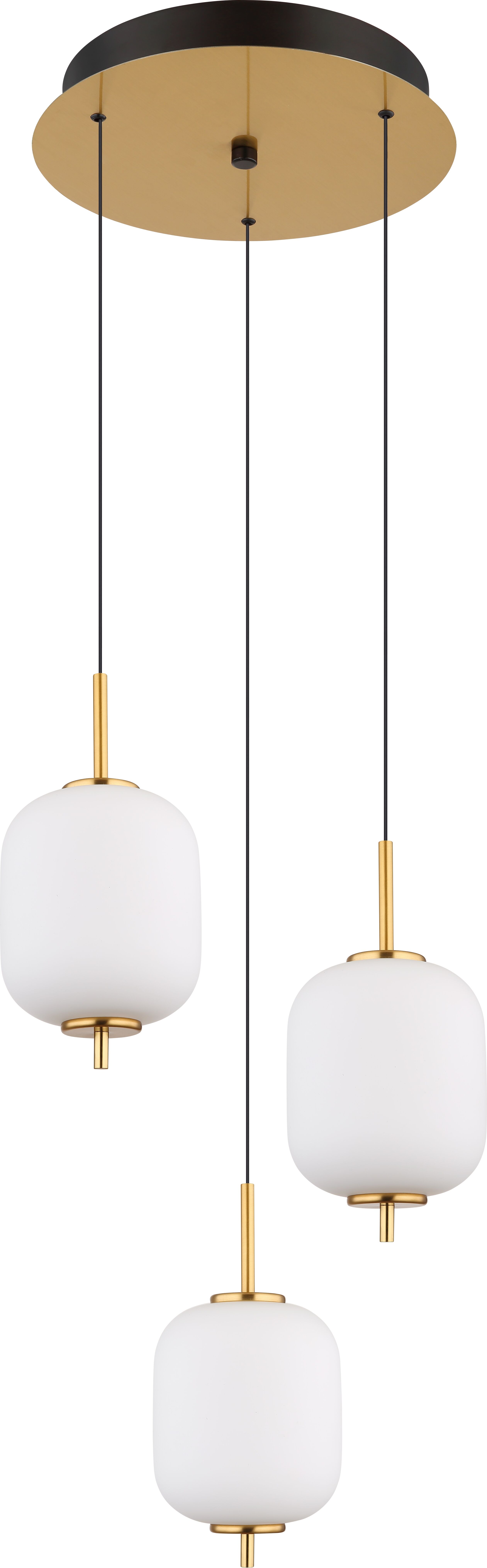GLOBO LIGHTING LED Pendelleuchte "EWALD", gold (messingfarben), 1 Stk., Leuchten, Hängelampe/Hängeleuchte/Glas opal/höhenverstellbar/messingfarben, LED Pendelleuchte