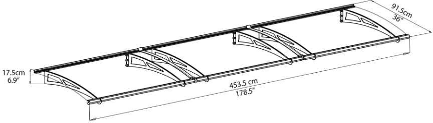 Palram Aquila Canopia overkapping - Grijs - Wandmontage
