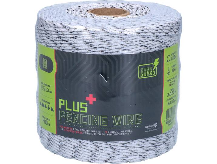 ZoneGuard 3 mm Plus afrasteringsdraad wit en zwart 400 m
