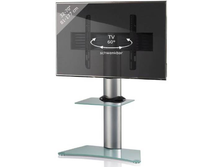VCM TV Stand LED Stand TV Stand Aluminium Glas Universal VESA incl. Wielen Zental Tussenvloer