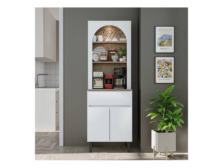 Roomart Küchenregal VENEDIK Küchenschrank 60 cm, Buffet, Schublade in 4 Farben, Buffet- & Mehrzweckschrank, LED Bogennische, Schublade, 4 Farben, 18 mm Platten
