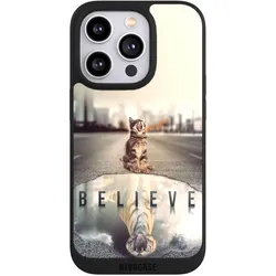 Nivocase Handyhülle für Apple iPhone 14 Pro Hülle NIVOpure Case Schwarz Motivation Tiere Tiger (Apple iPhone 14 Pro), Smartphone Hülle, Schwarz