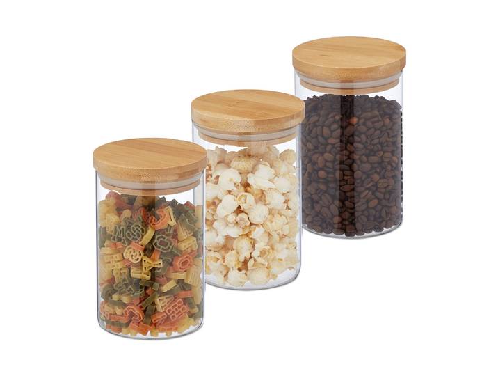 Vorratsgläser mit Deckel 800ml 3er-Set Hellbraun-Transparent