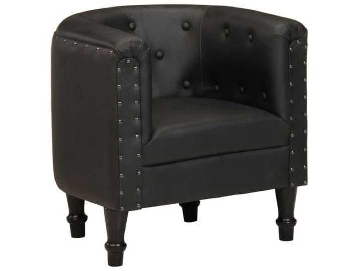 Heofavd Armsessel Schwarz Echtes Ziegenleder Mangoholz 61x60x68 cm