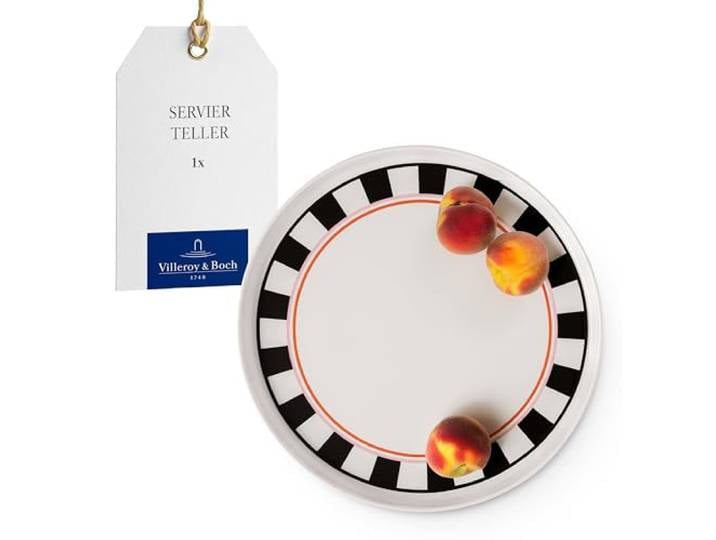 Villeroy & Boch - Memphis Collection Servierteller 33 cm Bunt, Spülmaschinenfest, Mikrowellensicher, Servierplatte in Ikonischem Design mit Akzenten in Orange, Serviertablett, Premium Porzellan