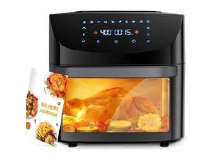 Friteuse à Air Chaud 18L Baloveby Friteuse Sans Huile Avec Fenêtre Ecran Tactile LED 10 programmes 1800 W Température Réglable