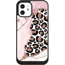 Nivocase Handyhülle für Apple iPhone 12 Hülle NIVOpure Case Schwarz Glitzer Look Leopard Marmor (Apple iPhone 12), Smartphone Hülle, Schwarz