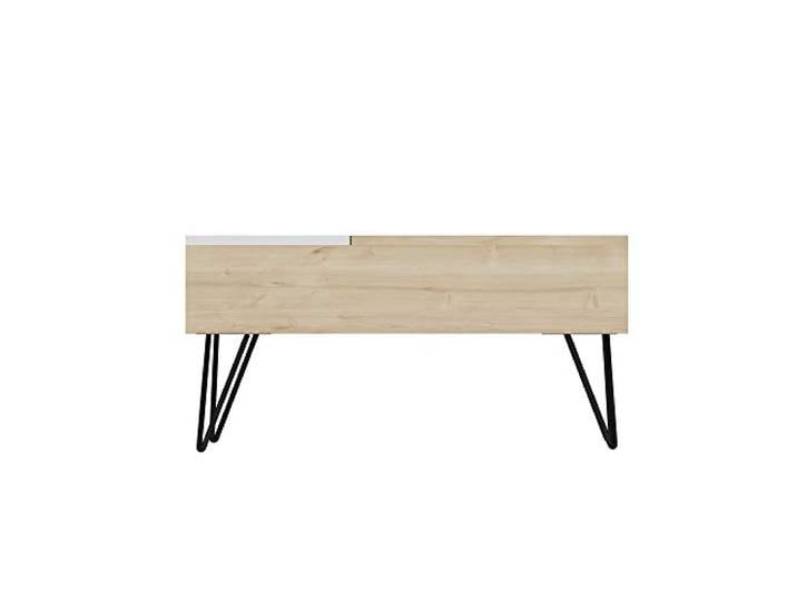 Homemania Kaffeetisch, Melaminspanplatte, Metall, Eiche weiß, 80 x 50 x 38.6 cm