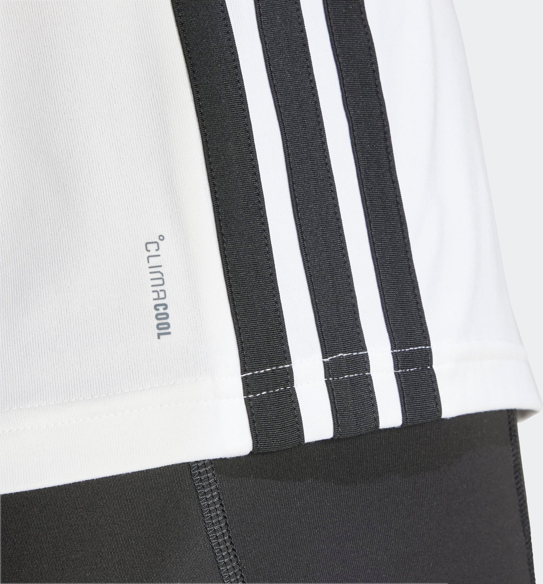 T-Shirt ADIDAS PERFORMANCE "WE 3S CREW TEE", Damen, Gr. S, schwarz-weiss (weiß, schwarz), Obermaterial: 93% Polyester, 7% Elasthan, Rundhals, Shirts T-Shirt, sportlicher Stil, für Sport, Alltag und Freizeit weiß, schwarz S