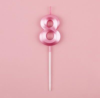 Multisell Products Hub Blue Pink Number Candles, Cake Topper For Birthday, Baby Shower Decorations pink No 8