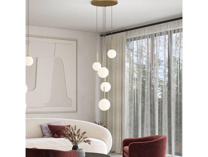 Suspension Basicform - Type G Ø 58cm Doré Verre dépoli / Métal mixte E14
