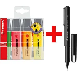 Stabilo 4er-Pack Textmarker »BOSS® Original« inkl. Fineliner »dr!ver« 0,4 mm (F) schwarz