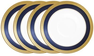 "Noritake Odessa Cobalt Gold Set of 4 Saucers, 6"""