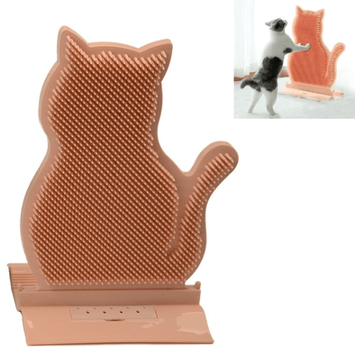 Inspired Deals Self Grooming Cat Corner Brush Wall Mounted Cat Grooming Brush With Hair Remover pink