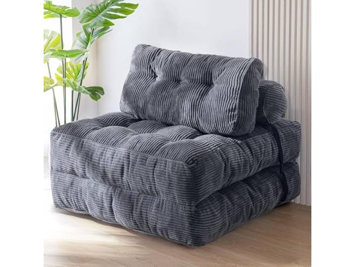 Faltbares Schlafsofa umwandelbarer 3-in-1 Sofa Bett Schlafsessel mit Kissen Sitzsack-Sofa Stuhl Komfortable Schlafcouch Bodensofa-Lounge für Schlafzimmer Wohnzimmer,Dark gray