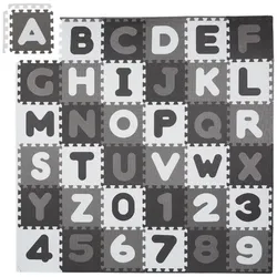Relaxdays Puzzlematte ABC und Zahlen Anthrazit,Weiß,Grau