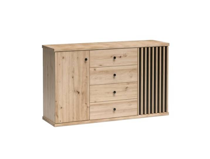 Lomadox Sideboard Anrichte Kommode 142 cm breit Eiche mit schwarz