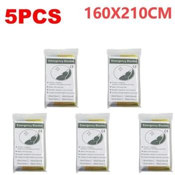 Uplifted Goods Outdoor Emergency Thermal Survival Blanket With Multiple Size Options 5pcs Large B
