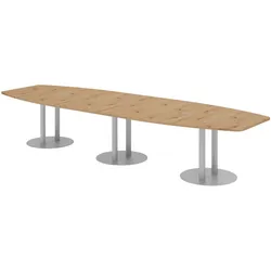 bümö Konferenztisch groß KT40 in Asteiche Säule in Silber