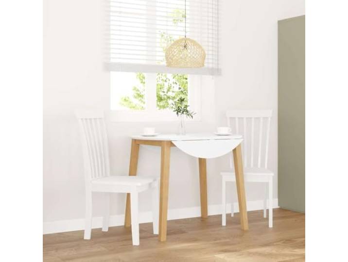HEFZGDB Esszimmerstühle 2 STK. Weiß Massivholz Gummibaum mit ergonomischer Rückenlehne für Komfort und Stabilität, robuste Holzstühle für Essbereich und Wohnzimmer