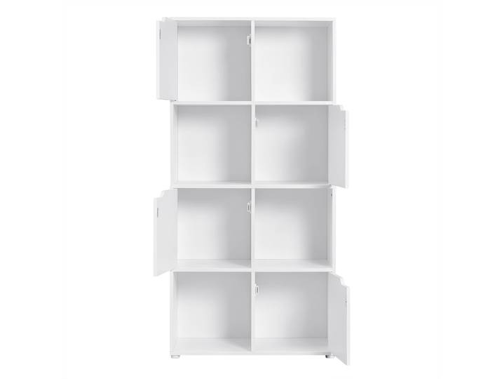 WOLTU Étagère sur pied avec 4 portes, bibliothèque avec 8 compartiments, organiseur de rangement pour magazines et dossiers de bureau