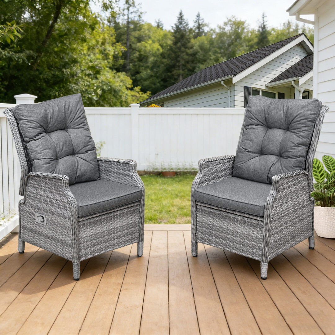 Dakota Fields Outdoor Patio Dining Armchair with Cushion Grey 2