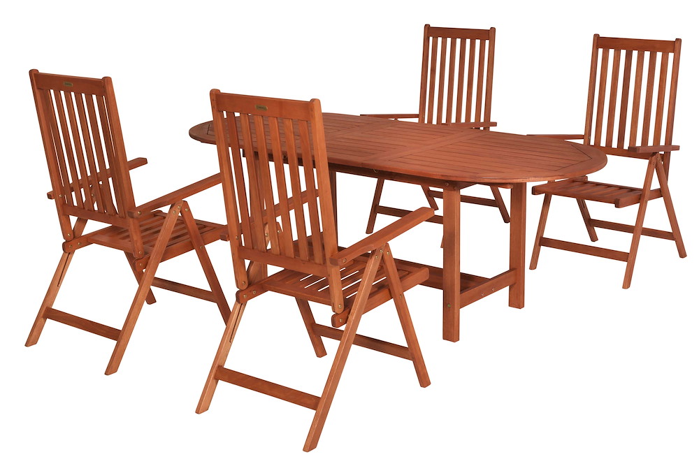MERXXHANDELS Vitoria Set 5tlg Eucalyptus Tisch 160 (210) x 90 cm 16980287