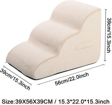 Uplift Essentials CloudStep Orthopedic 3 Step Pet Stairs beige 3 Step