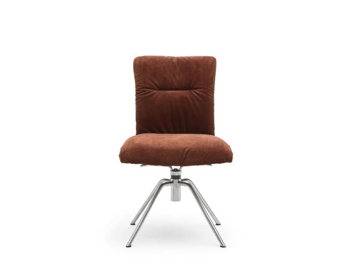 Musterring Helmond 6600 Drehstuhl in Leder oder Velours - Velours Adore copper - Rundrohr Edelstahl matt Drehfunktion, Rückholfunktion, Wippfunktion Modern, Zeitlos