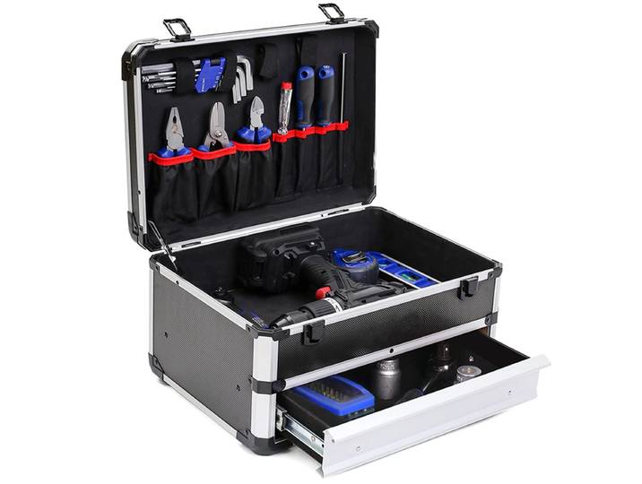 Boîte à outils en aluminium, type tiroir, organiseur de boîte à outils, boîte à outils multifonctionnelle en métal, valise pour électricien