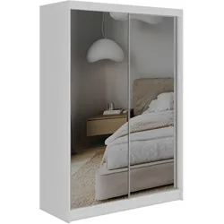 SCHWEBETÜRENSCHRANK 150 - DUBROWNIK - Weiß mit Spiegel