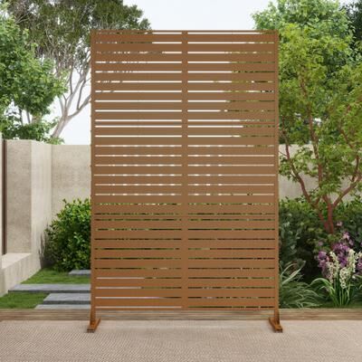 Lumibee Outdoor 75'' x 47'' Metal Privacy Screen Fence Panel Line Pattern