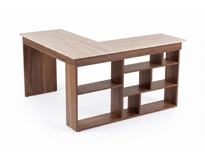 Bureau en bois  Vesper  - 130 x 72 x 120 cm - Travertin / Noyer Venezia