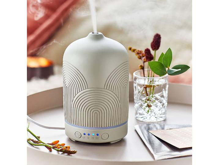 Aroma Diffuser Grau/Grau Kunststoff, Keramik, Metall 9 x 16 x 9cm