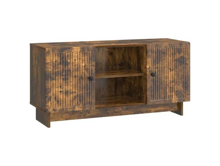 KGFHERENB TV-Schrank 102 x 34,5 x 50 cm Lowboard Geräucherte Eiche Kompaktes Fernsehmöbel für Wohnzimmer und Schlafzimmer mit verstellbarem Regalboden und robusten Metallgriffen.