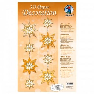 URSUS Dekorationsartikel 3D Paper Decoration, Sterne gold