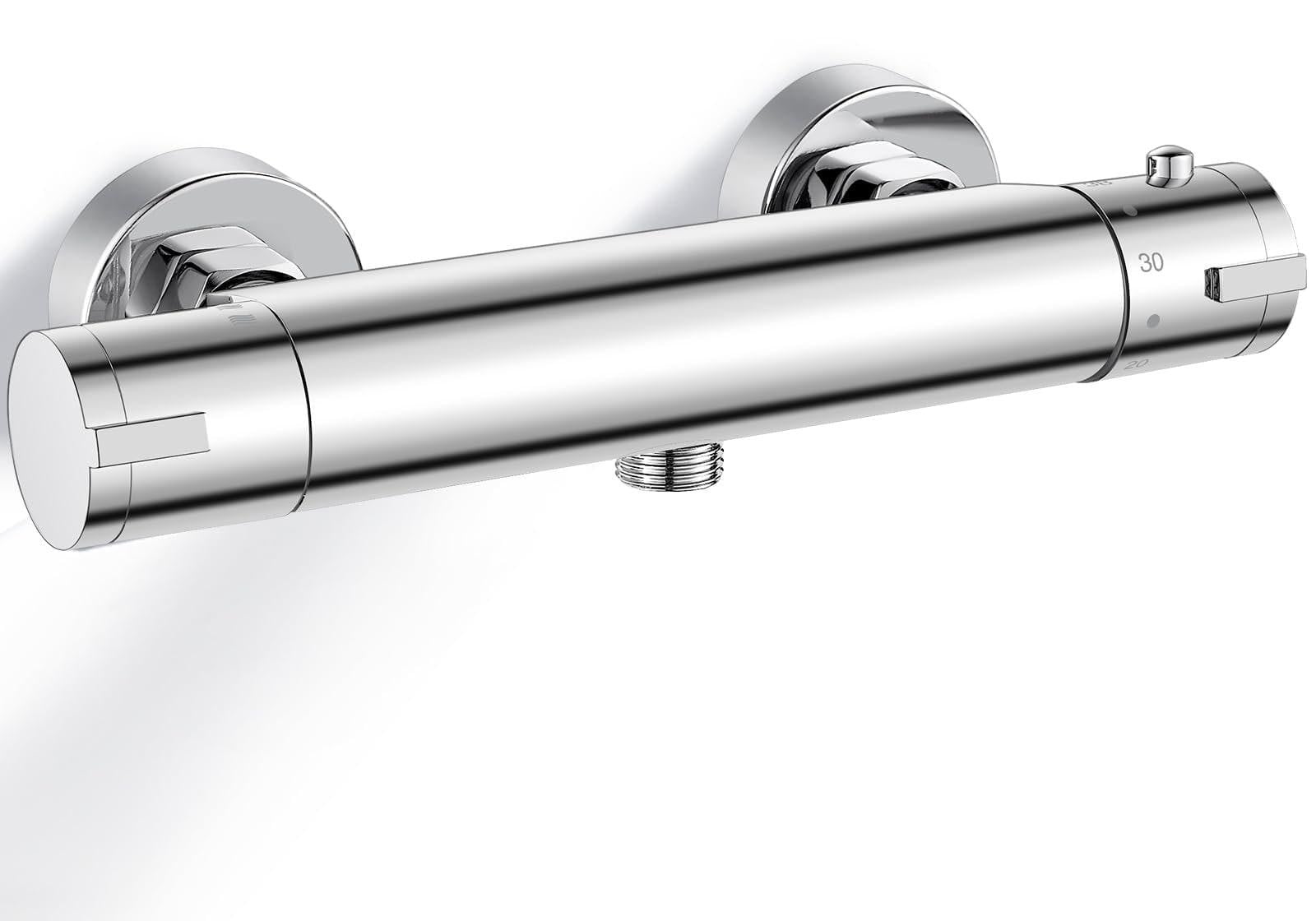 Merkloze Chroom Douchekraan met Thermostaat, Opbouw, 150 mm met 38 °C Veiligheidsstop
