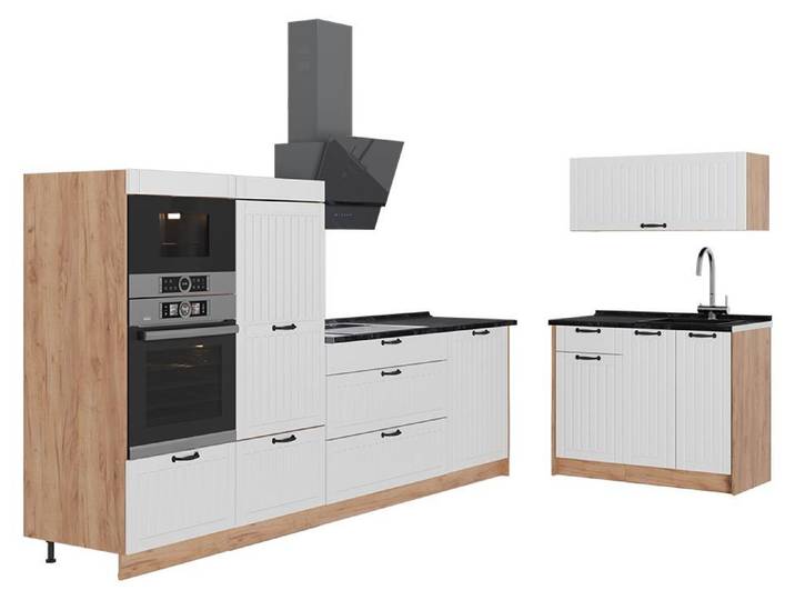 Cuisine Vicco Fame-Line Blanc campagne/Chêne de force doré 380cm\, PT Anthracite\, Model 64112