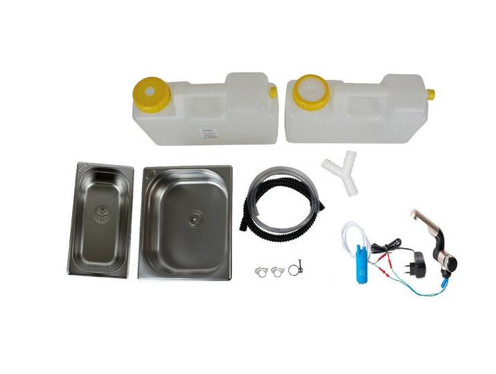 ad-ideen Waschbecken 230V Miniküche Verkaufsstand Doppelbecken 325x265x100/325x176x100