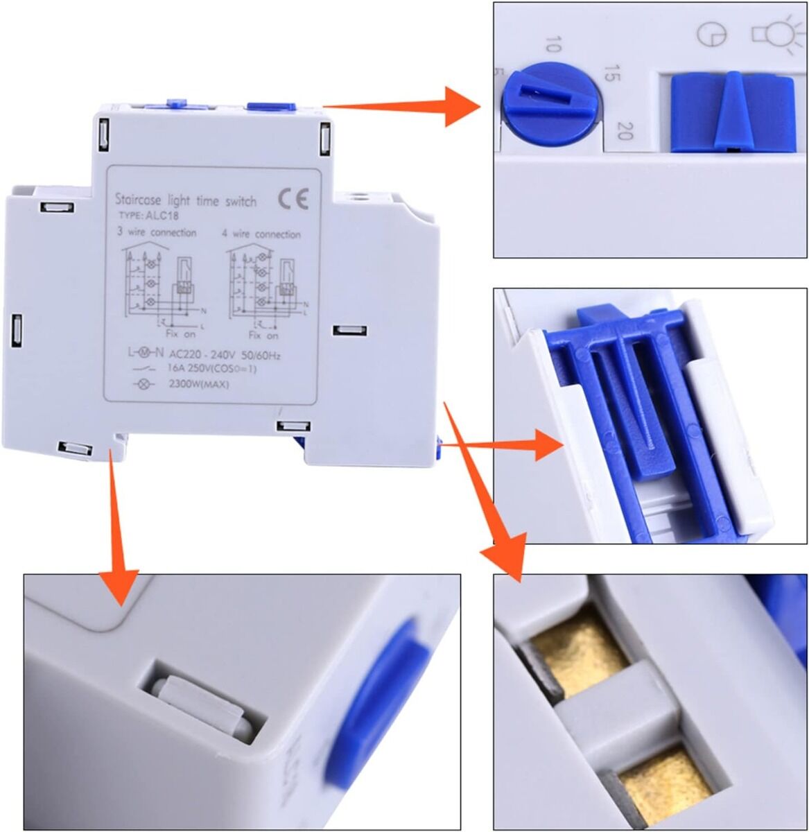 Ettroit Temporizzatore Luce Scale Din  Alc18