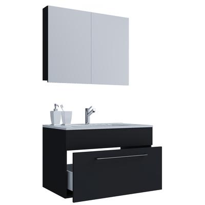 Waschtisch VCM "3-tlg. Waschplatz Waschtisch Badinos Schublade SC", schwarz, B:80cm T:46cm, Waschtische, Waschtisch