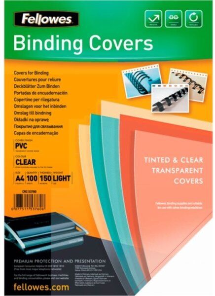 Fellowes Gennemsigtig Pvc Covers – A4, 150 Mikron