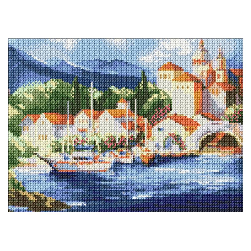 Ideyka Diamond Painting - Am Fusse des Berges mit Rahmen 30 x 40 cm (AMO7913)